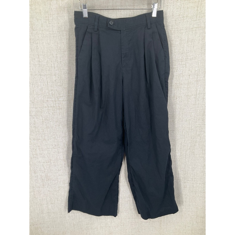 Banana Republic Pants Womens 4 Black Linen Cotton Wide Leg Pleated Minimalist